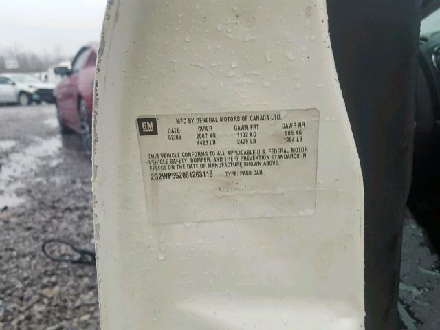 2G2WP552061263118 - 2006 PONTIAC GRAND PRIX WHITE photo 10