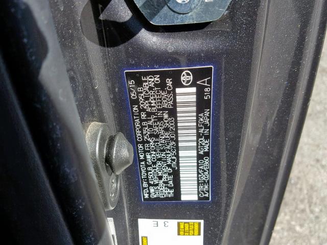 JTKJF5C73FJ012003 - 2015 TOYOTA SCION TC ნაცრისფერი ფოტო 10