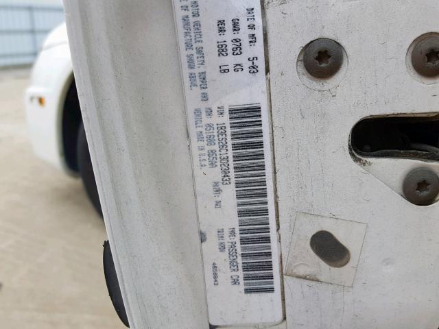 1B3ES26C13D230433 - 2003 DODGE NEON SE WHITE photo 10