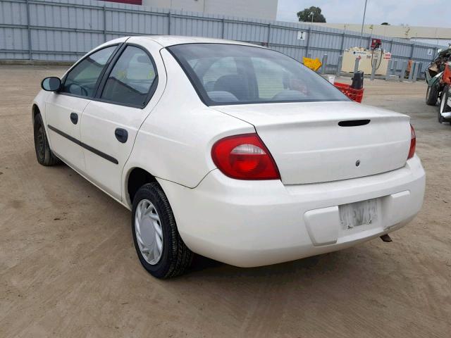 1B3ES26C13D230433 - 2003 DODGE NEON SE WHITE photo 3