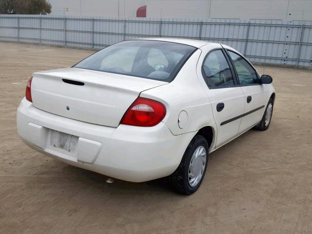 1B3ES26C13D230433 - 2003 DODGE NEON SE WHITE photo 4