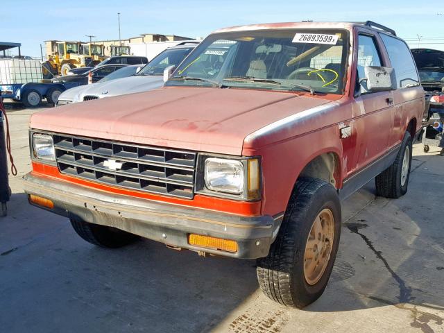 1GNCT18Z9J8190100 - 1988 CHEVROLET BLAZER S10 RED photo 2