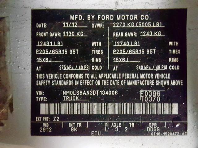 NM0LS6AN3DT134006 - 2013 FORD TRANSIT CO WHITE photo 10