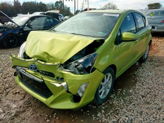 JTDKDTB3XF1092680 - 2015 TOYOTA PRIUS C GREEN photo 2