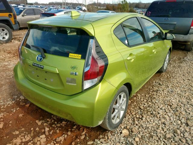 JTDKDTB3XF1092680 - 2015 TOYOTA PRIUS C GREEN photo 4