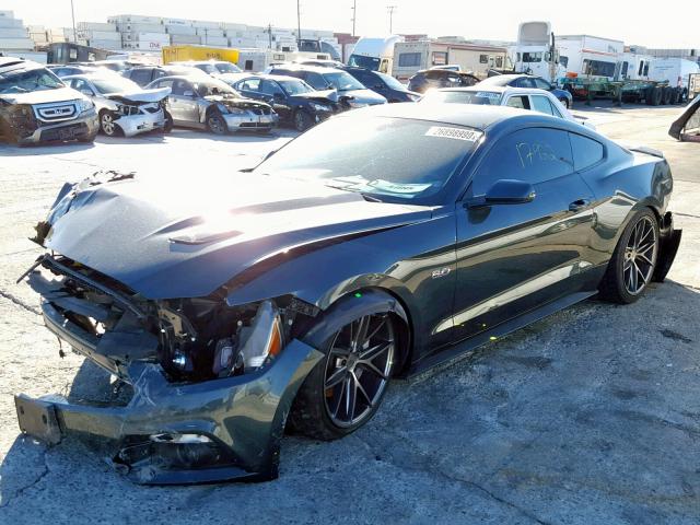 1FA6P8CF6F5322907 - 2015 FORD MUSTANG GT GREEN photo 2