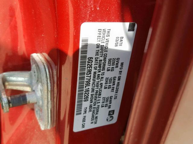 6G2ER57799L162269 - 2009 PONTIAC G8 RED photo 10