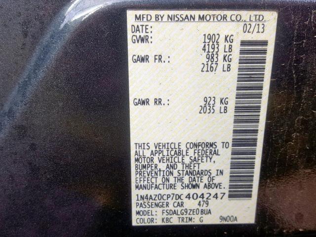 1N4AZ0CP7DC404247 - 2013 NISSAN LEAF S CHARCOAL photo 10