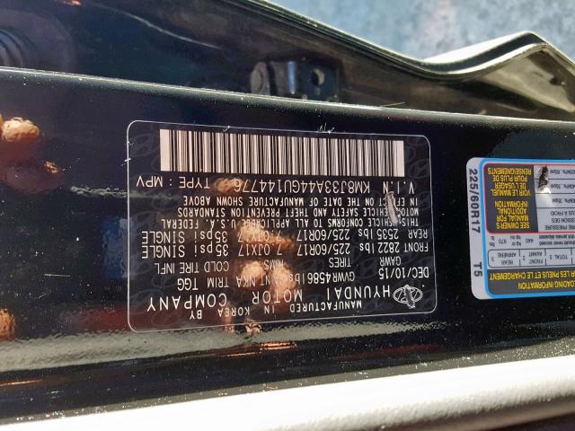 KM8J33A44GU144776 - 2016 HYUNDAI TUCSON LIM BLACK photo 10