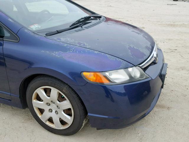 2HGFA16597H501296 - 2007 HONDA CIVIC LX BLUE photo 9