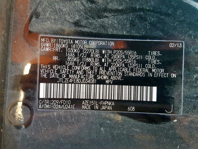 JTLZE4FE8DJ034081 - 2013 TOYOTA SCION XB 黑色 照片 10