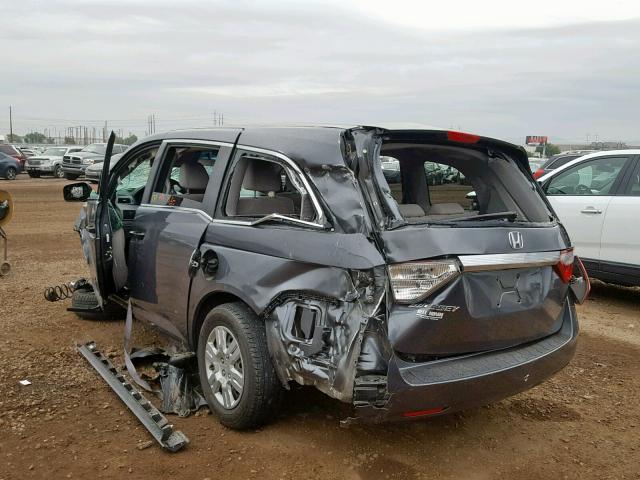 5FNRL5H22CB029524 - 2012 HONDA ODYSSEY LX GRAY photo 3