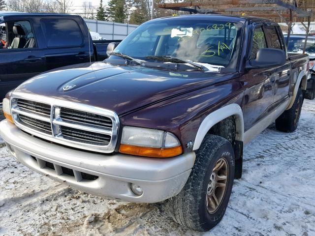 1D7HG48N54S680192 - 2004 DODGE DAKOTA QUA MAROON photo 2