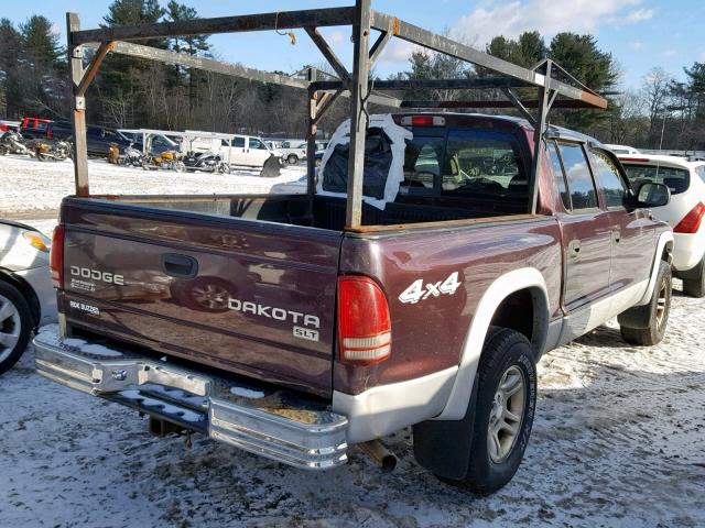 1D7HG48N54S680192 - 2004 DODGE DAKOTA QUA MAROON photo 4