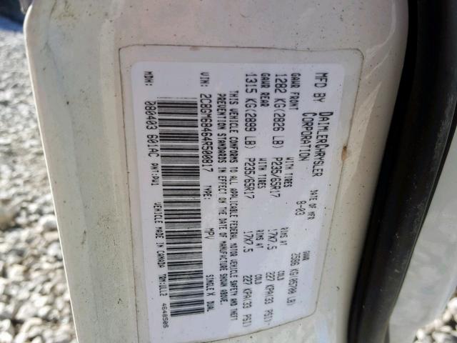 2C8GM68464R500817 - 2004 CHRYSLER PACIFICA WHITE photo 10