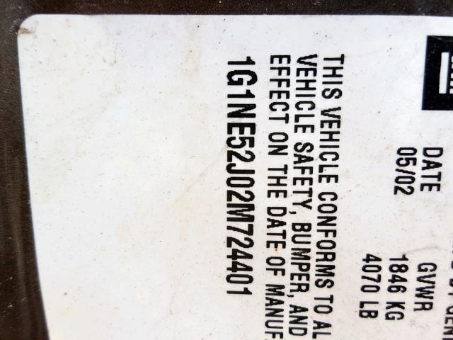 1G1NE52J02M724401 - 2002 CHEVROLET MALIBU LS BROWN photo 10