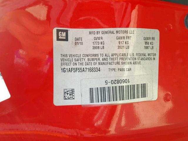 1G1AF5F55A7168334 - 2010 CHEVROLET COBALT 2LT RED photo 10