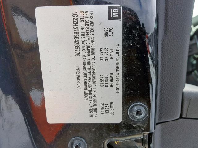 1G2ZH578564285776 - 2006 PONTIAC G6 GT BLACK photo 10