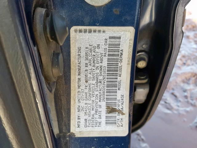 1NXBB02E8VZ651853 - 1997 TOYOTA COROLLA DX BLUE photo 10