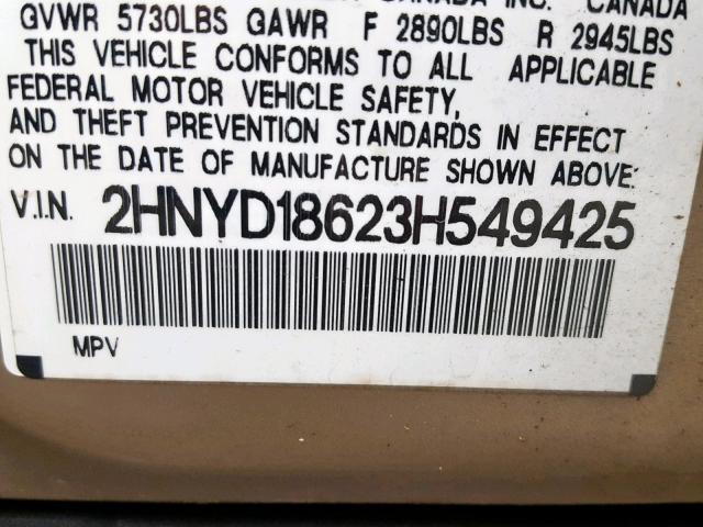 2HNYD18623H549425 - 2003 ACURA MDX TOURIN BROWN photo 10