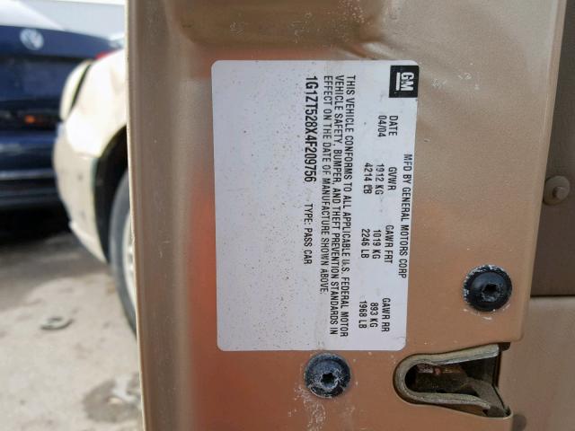 1G1ZT528X4F209756 - 2004 CHEVROLET MALIBU LS GOLD photo 10