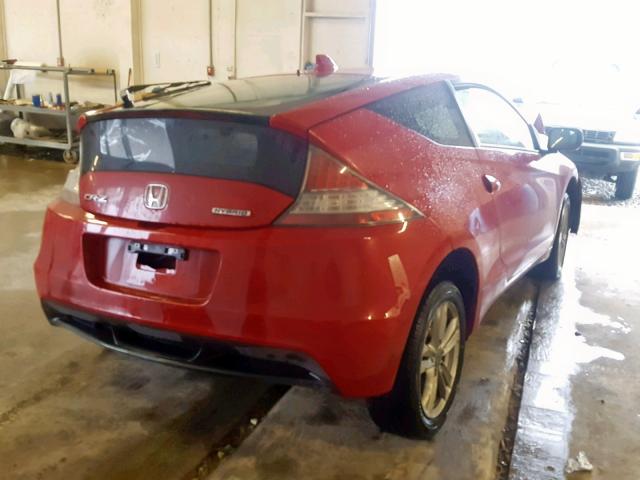 JHMZF1D4XBS007553 - 2011 HONDA CR-Z RED photo 4