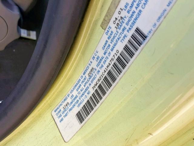 3VWCB21C41M475710 - 2001 VOLKSWAGEN NEW BEETLE Yaşıl foto 10