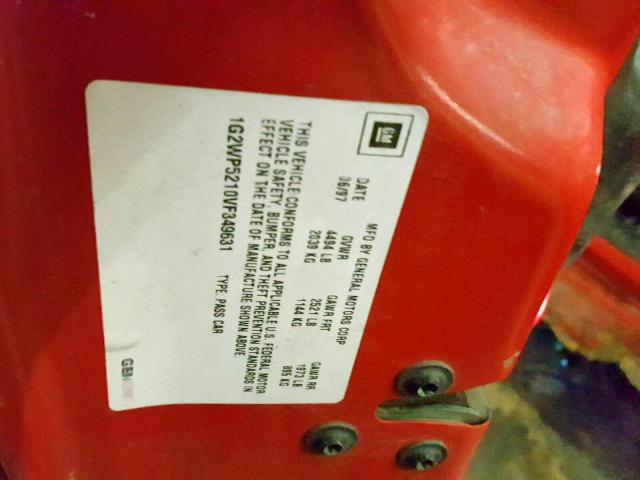 1G2WP5210VF349631 - 1997 PONTIAC GRAND PRIX Qırmızı foto 10