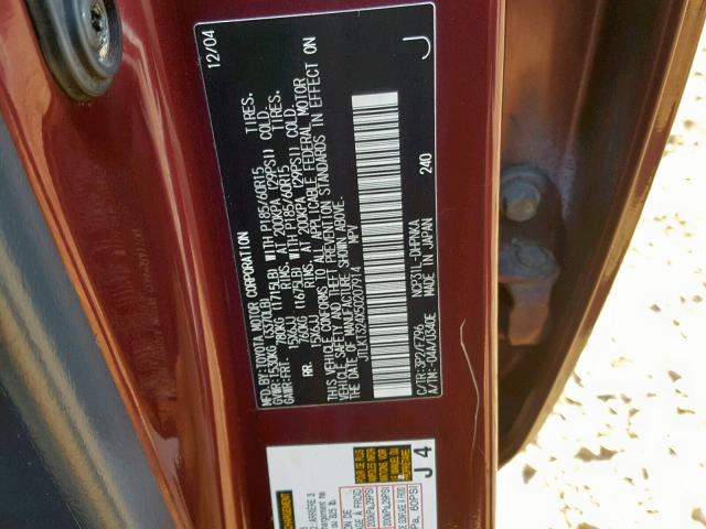 JTLKT324X50207914 - 2005 TOYOTA SCION XB 紫色 照片 10