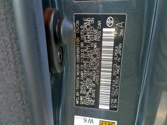 JTKDE167760142375 - 2006 TOYOTA SCION TC Boz foto 10