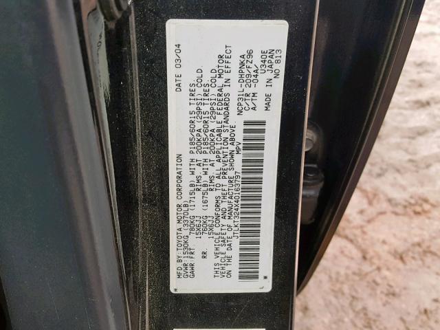 JTLKT324X40163797 - 2004 TOYOTA SCION XB 黑色 照片 10