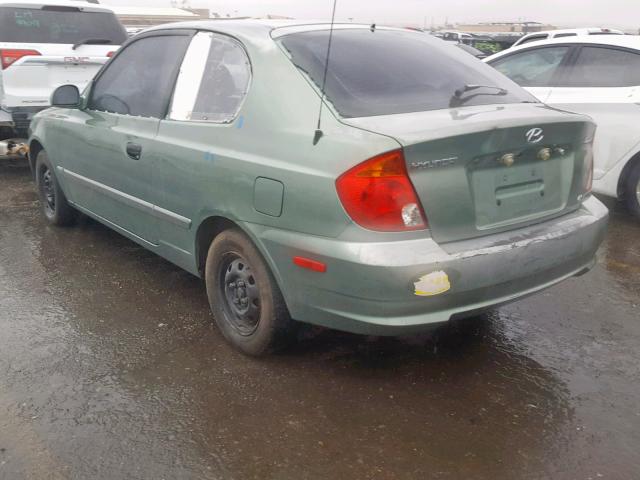 KMHCG35C73U236280 - 2003 HYUNDAI ACCENT GL GREEN photo 3