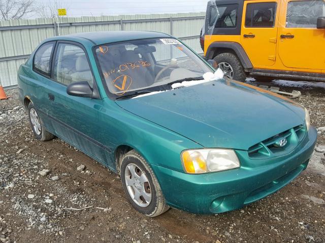 KMHCF35G5YU013636 - 2000 HYUNDAI ACCENT L GREEN photo 1