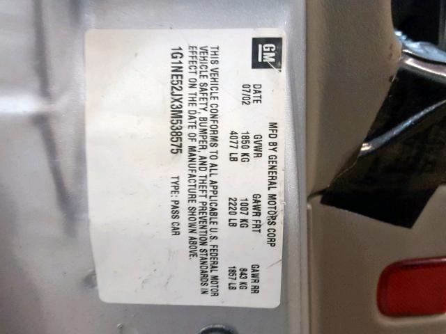 1G1NE52JX3M538575 - 2003 CHEVROLET MALIBU LS Boz foto 10