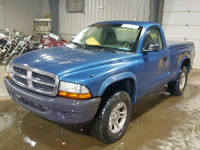 1D7GG16K84S561605 - 2004 DODGE DAKOTA SXT BLUE photo 2