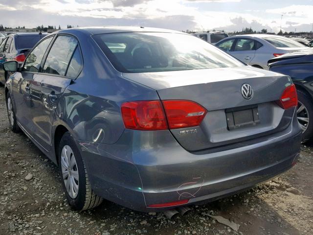 3VW2K7AJ2EM250893 - 2014 VOLKSWAGEN JETTA BASE GRAY photo 3