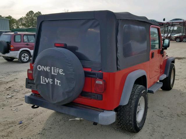 1J4FA49S04P768460 - 2004 JEEP WRANGLER / RED photo 4