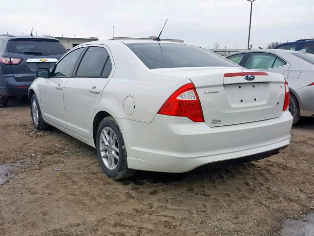 3FAHP0GA5AR239810 - 2010 FORD FUSION S WHITE photo 3