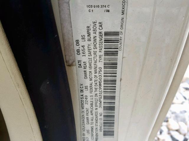 3VWPG31C99M503750 - 2009 VOLKSWAGEN NEW BEETLE ყვითელი ფოტო 10