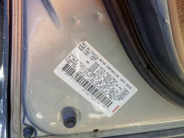 JT6HF10U7Y0148420 - 2000 LEXUS RX 300 GRAY photo 10