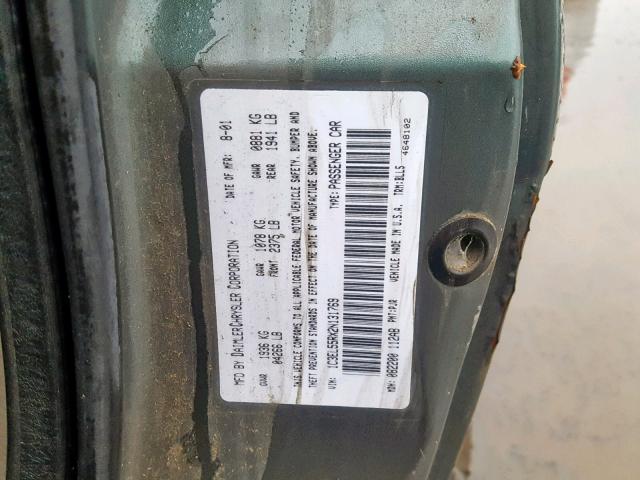 1C3EL55RX2N131769 - 2002 CHRYSLER SEBRING LX GREEN photo 10