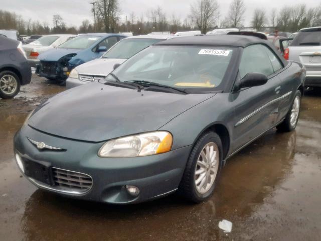 1C3EL55RX2N131769 - 2002 CHRYSLER SEBRING LX GREEN photo 2