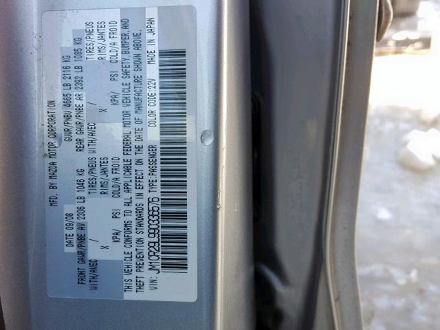 JM1CR29L990336576 - 2009 MAZDA 5 GRAY photo 10