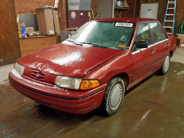 3FAPP13J1PR183106 - 1993 FORD ESCORT LX RED photo 2