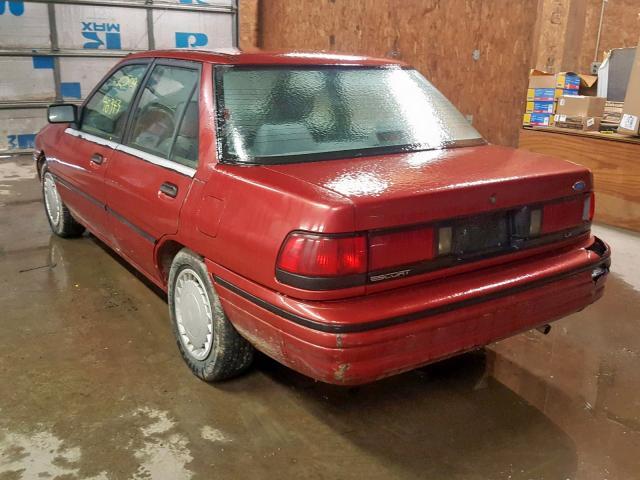 3FAPP13J1PR183106 - 1993 FORD ESCORT LX RED photo 3