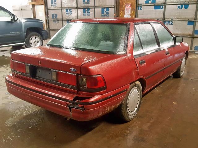 3FAPP13J1PR183106 - 1993 FORD ESCORT LX RED photo 4