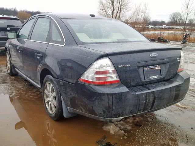 1FAHP27W28G183947 - 2008 FORD TAURUS SEL BLACK photo 3