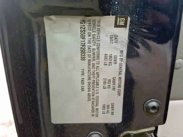 1G1ZS58F17F298338 - 2007 CHEVROLET MALIBU LS BLUE photo 10