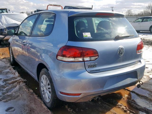 WVWAB7AJXBW027737 - 2011 VOLKSWAGEN GOLF 青色 照片 3