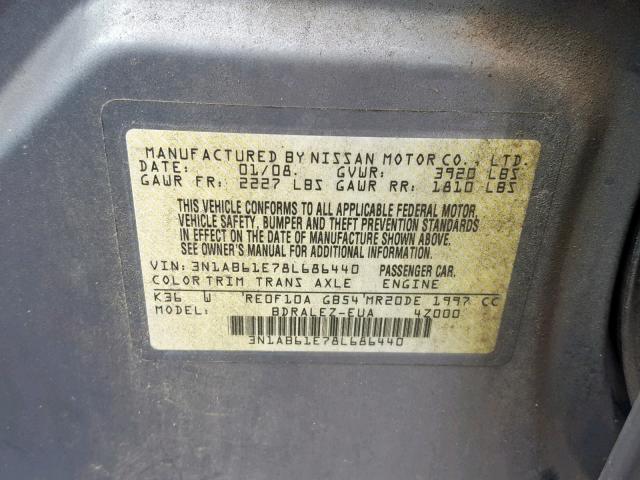 3N1AB61E78L686440 - 2008 NISSAN SENTRA 2.0 GRAY photo 10